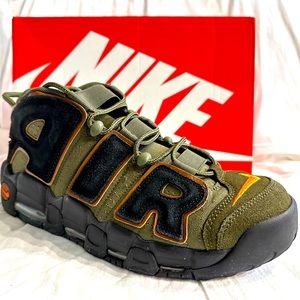 Nike Air More Uptempo 96 Cargo Khaki Alpha Orange Sz.11
